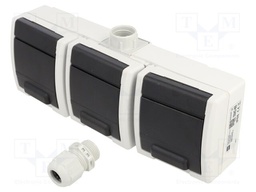 Connector: AC supply; socket; 2P+PE; 250VAC; 16A; wall mount; PIN: 3