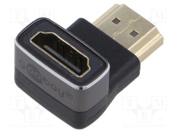 Adapter; HDCP 2.2; HDMI socket,HDMI plug 270°; silver