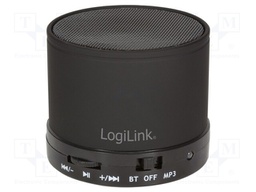 Speaker; black; 10m; 4h; 3W; Kit: loudspeaker,USB cable