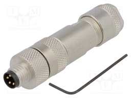 Connector: M8; male; PIN: 4; straight; shielded; for cable; plug