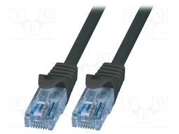 Patch cord; U/UTP; 6a; stranded; CCA; PVC; black; 10m; 26AWG