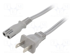Cable; 2x18AWG; IEC C7 female,NEMA 1-15 (A) plug; PVC; 1m; grey