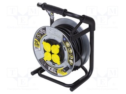 Extension lead; reel,with non-rotating sockets; Sockets: 4; 25m