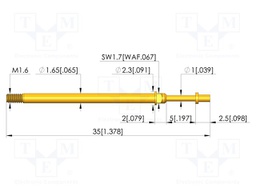 Test needle; Spring compression: 4mm; 5mm; 8A; CuBe; gold-plated