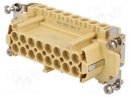 Connector: rectangular; female; JEI; PIN: 16; 16+PE; size 77.27; 16A