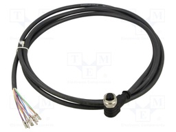 Connection lead; M12; PIN: 12; angled; 2m; plug; 1.5A; -25÷90°C; IP67