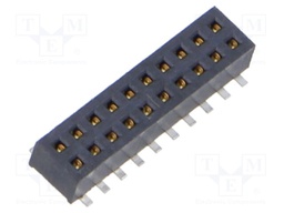Connector: pin strips; female; PIN: 20; 1.27mm; gold flash; SMT