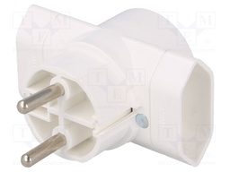 Connector: AC supply; splitter; Layout: 2P; Type: round,flat; white