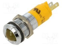 Indicator: LED; prominent; yellow; 24VDC; Ø14mm; ØLED: 10mm; 70mcd