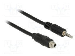 Cable; Jack 3.5mm 3pin socket,Jack 3.5mm 3pin plug; 1m; black