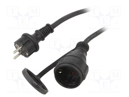Extension lead; Sockets: 1; PVC; black; 3x1,5mm2; 25m; 16A