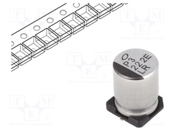 Capacitor: electrolytic; SMD; 22uF; 250VDC; Ø10x13.5mm; ±20%; 3000h
