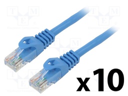 Patch cord; U/UTP; 6; stranded; CCA; PVC; blue; 0.25m; 26AWG; Cores: 8