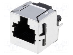 Socket; RJ45; PIN: 8; with panel stop blockade; Layout: 8p8c; THT