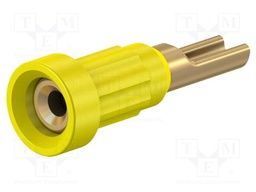 Socket 1mm; yellow; 20A; Mounting: soldered; Type: insulated; 30VAC