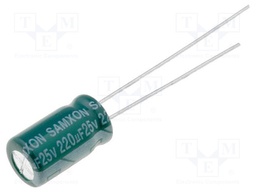 Capacitor: electrolytic; low impedance; THT; 220uF; 25VDC; ±20%