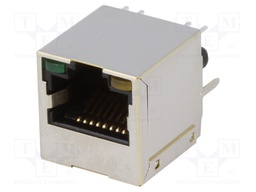 Socket; RJ45; PIN: 8; shielded,with LED; Layout: 8p8c; THT; straight