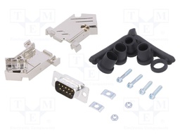 D-Sub; PIN: 9; plug; male; soldering; for cable; black