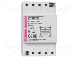 Transformer: bell; 12VA; 230VAC; 6V; 8V; 12V; Leads: terminal block