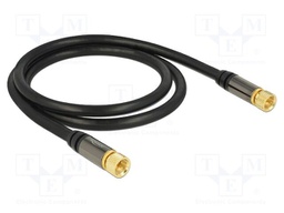 Cable; 1m; F plug,both sides; black; 75Ω