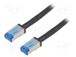 Patch cord; S/FTP; 6a; stranded; Cu; PE; black; 1m; 26AWG