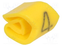 Markers for cables and wires; Label symbol: 4; 3÷5mm; PVC; yellow