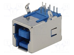 Socket; USB B; on PCBs; THT; angled 90°; USB 3.0; gold-plated