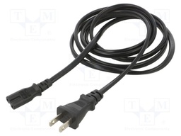 Cable; 2x0.75mm2; IEC C7 female,JIS 8303 plug; PVC; 1.8m; black