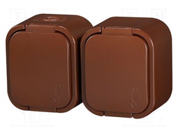 Connector: AC supply; socket; 2P+PE; 250VAC; 16A; brown; wall mount