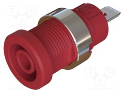 Laboratory connector: 4mm banana; socket; 1kV; 25A; red; insulated