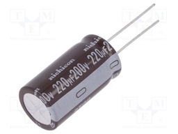 Capacitor: electrolytic; THT; 220uF; 200VDC; Ø16x31.5mm; ±20%