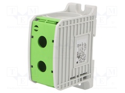 Splice terminal: rail; STB; 300mm2; ways: 1; terminals: 2; green