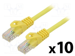 Patch cord; U/UTP; 5e; stranded; CCA; PVC; yellow; 1m; 26AWG; Cores: 8