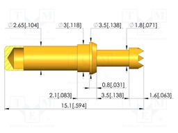 Test needle; Spring compression: 2.8mm; 3.5mm; 5A; CuBe; Ø: 2.3mm