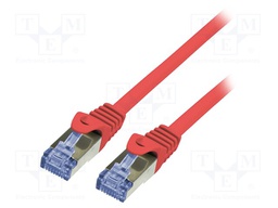 Patch cord; S/FTP; 6a; stranded; Cu; LSZH; red; 10m; 26AWG