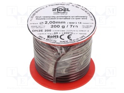 Coil wire; double coated enamelled; 2mm; 200g; -65÷200°C; Core: Cu