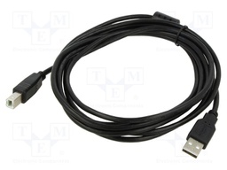 Cable; USB 2.0; USB A plug,USB B plug; 3m; black; 24AWG,28AWG