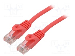 Patch cord; U/UTP; 6; stranded; CCA; PVC; red; 5m; 26AWG; Cores: 8