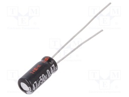 Capacitor: electrolytic; THT; 0.47uF; 50VDC; Ø5x11mm; Pitch: 2mm