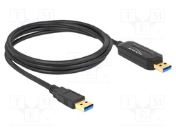 Cable; USB A plug,both sides; gold-plated; 1.5m; black