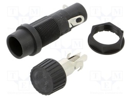 Fuse holder; cylindrical fuses; 5x20mm; 20A; on panel; black; IP40