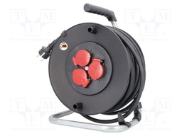 Extension lead; 3G1.5mm2; Sockets: 3; rubber; black; 25m; 16A