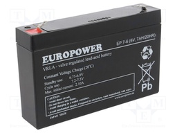 Re-battery: acid-lead; 6V; 7Ah; AGM; maintenance-free