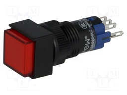 Switch: push-button; Pos: 2; SPDT; 0.5A/250VAC; 1A/24VDC; red; red
