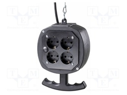 Power splitter; 3G1.5mm2; Sockets: 8; PVC; black; 3m; 16A