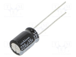 Capacitor: electrolytic; THT; 220uF; 35VDC; Ø8x11.5mm; Pitch: 3.5mm