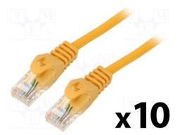 Patch cord; U/UTP; 5e; stranded; CCA; PVC; orange; 0.25m; 26AWG