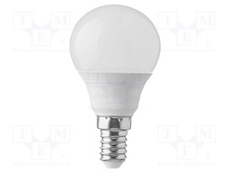 LED lamp; white warm; E14; 220÷240VAC; 470lm; P: 4.5W; 180°; 3000K