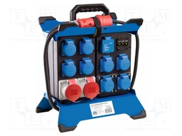 Electric switchboard; 5G2.5mm2; Sockets: 12; rubber; black; 3.4m