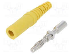 Plug; 4mm banana; 32A; 70VDC; yellow; Max.wire diam: 4mm